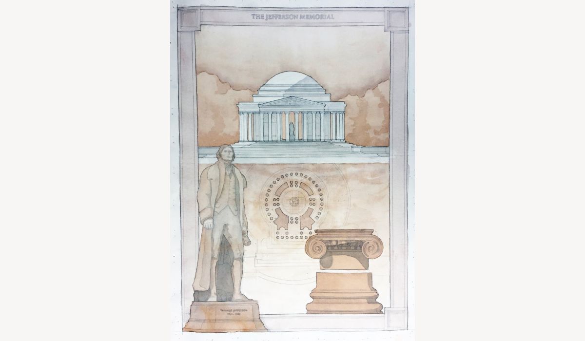 Jefferson Memorial water color analytique 